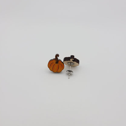 Hand Painted Pumpkin Stud Earrings - 4 Arrows Creations