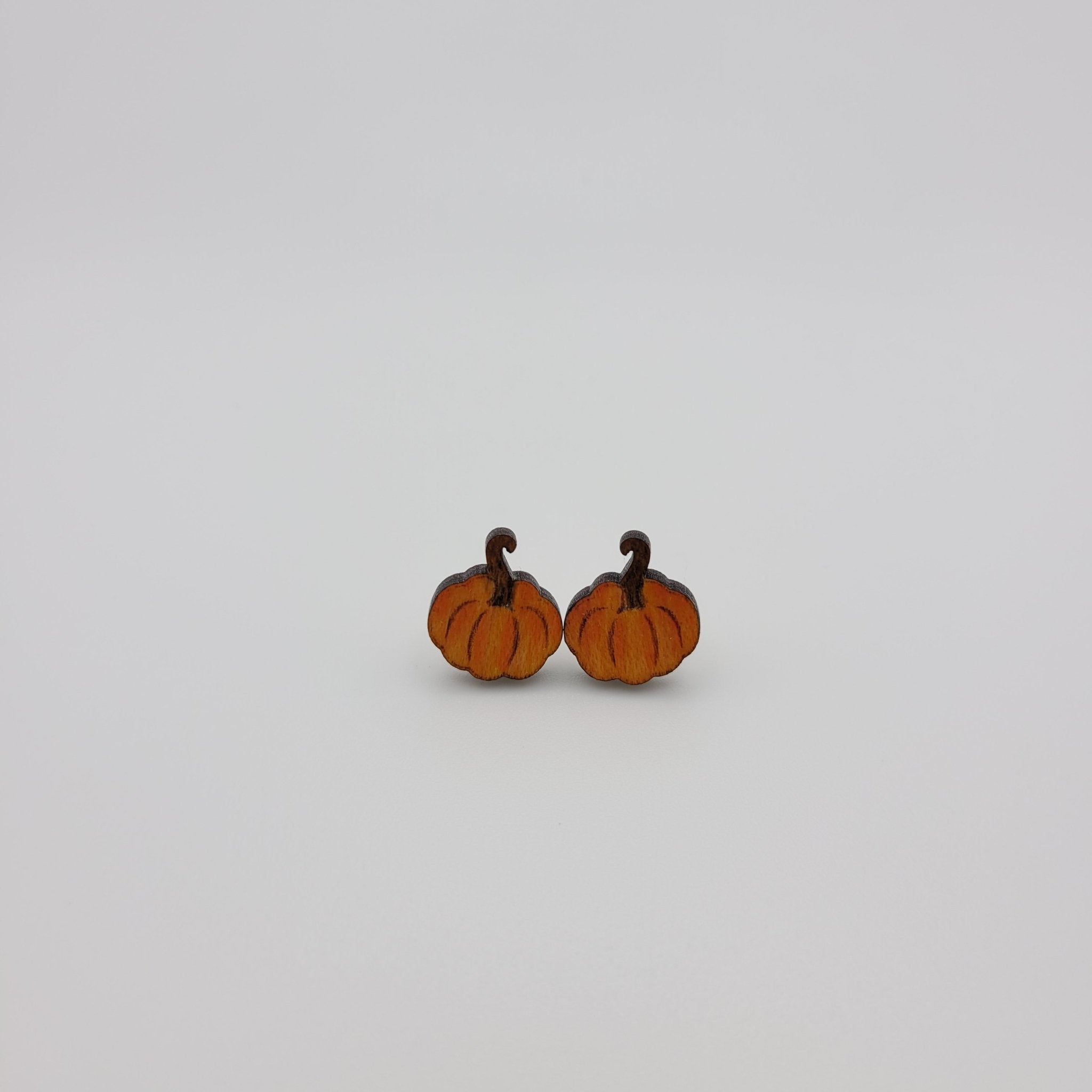 Hand Painted Pumpkin Stud Earrings - 4 Arrows Creations