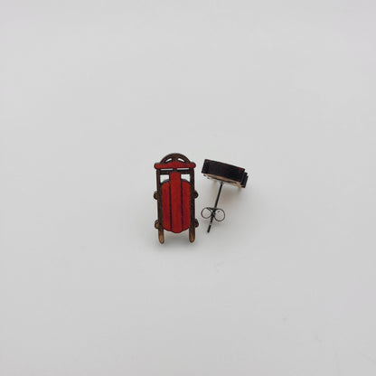 Hand Painted Sled Stud Earrings - 4 Arrows Creations