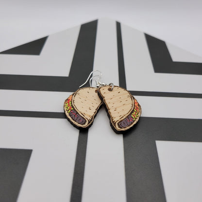 Hand Painted Taco Dangle Earrings - 4 Arrows Creations