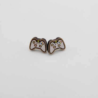 Hand Painted Video Game Controller Stud Earrings - 4 Arrows Creations