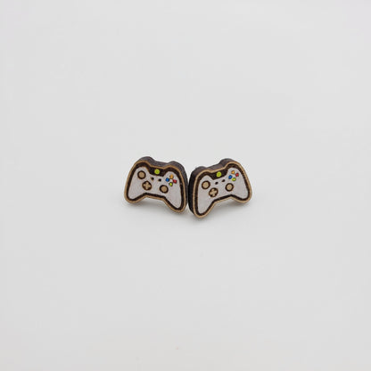 Hand Painted Video Game Controller Stud Earrings - 4 Arrows Creations