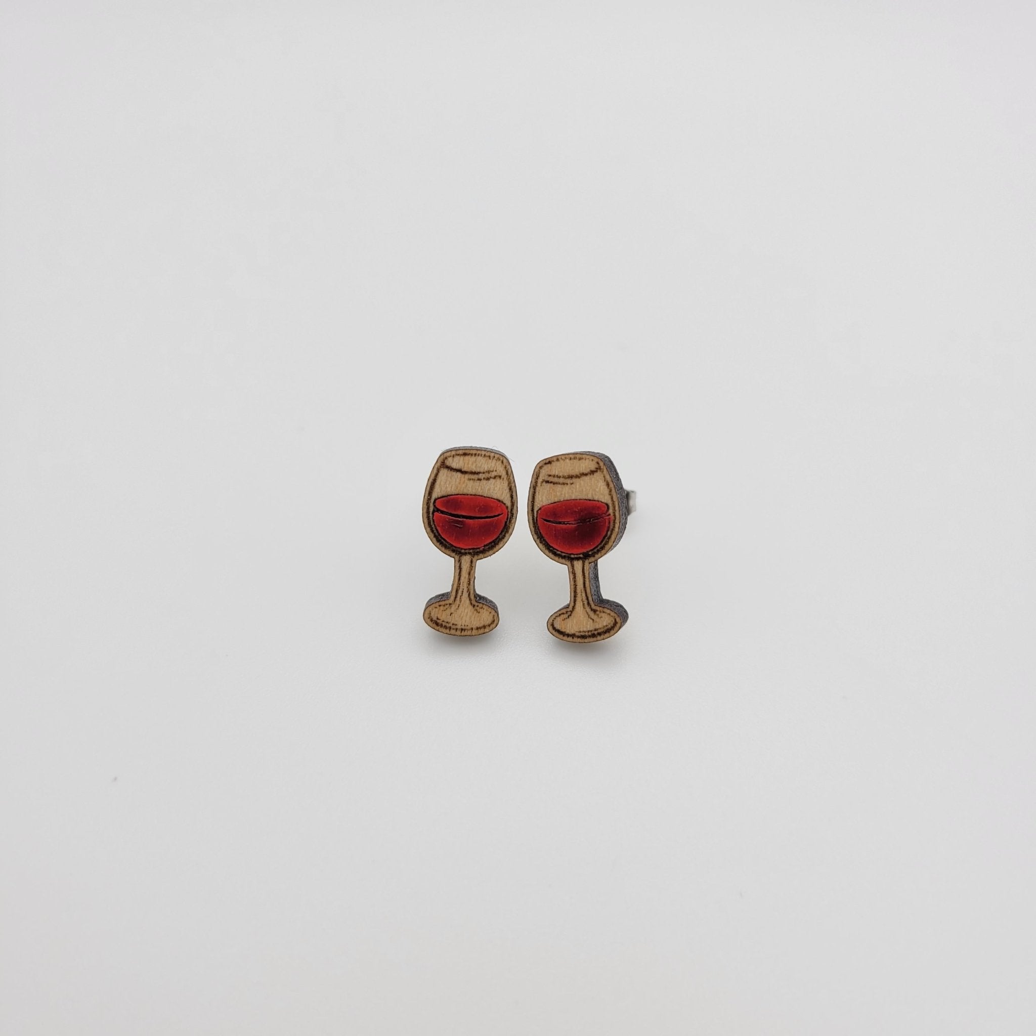 Hand Painted Wine Glass Stud Earrings - 4 Arrows Creations