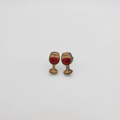 Hand Painted Wine Glass Stud Earrings - 4 Arrows Creations