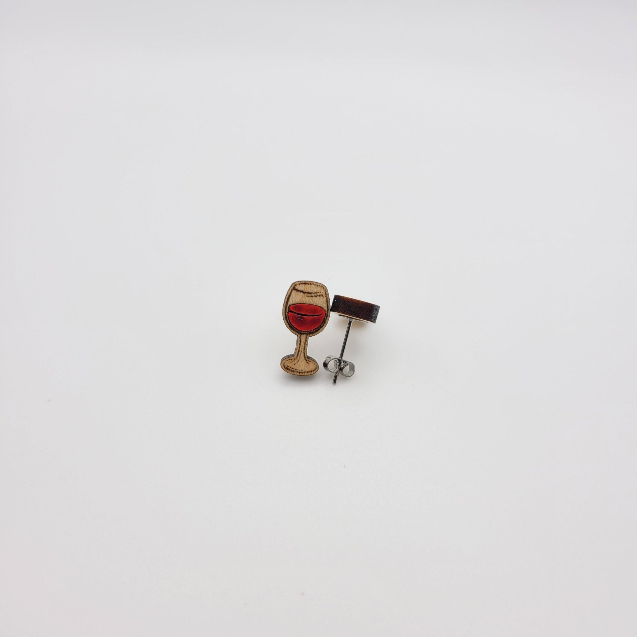 Hand Painted Wine Glass Stud Earrings - 4 Arrows Creations