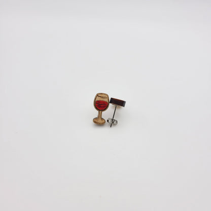 Hand Painted Wine Glass Stud Earrings - 4 Arrows Creations