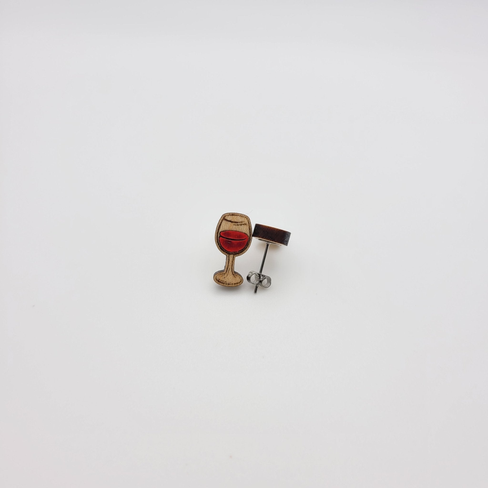 Hand Painted Wine Glass Stud Earrings - 4 Arrows Creations