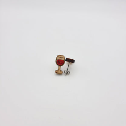 Hand Painted Wine Glass Stud Earrings - 4 Arrows Creations