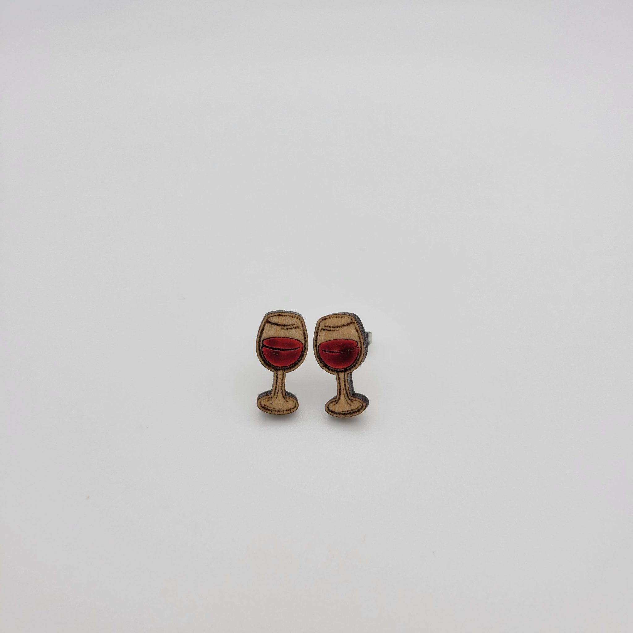Hand Painted Wine Glass Stud Earrings - 4 Arrows Creations