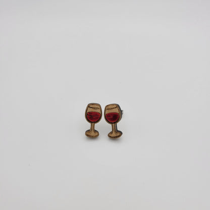 Hand Painted Wine Glass Stud Earrings - 4 Arrows Creations