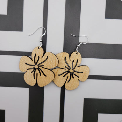 Hibiscus Flower Wood Earrings - 4 Arrows Creations