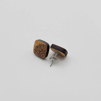 Mandala Wood Stud Earrings - 4 Arrows Creations