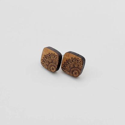 Mandala Wood Stud Earrings - 4 Arrows Creations