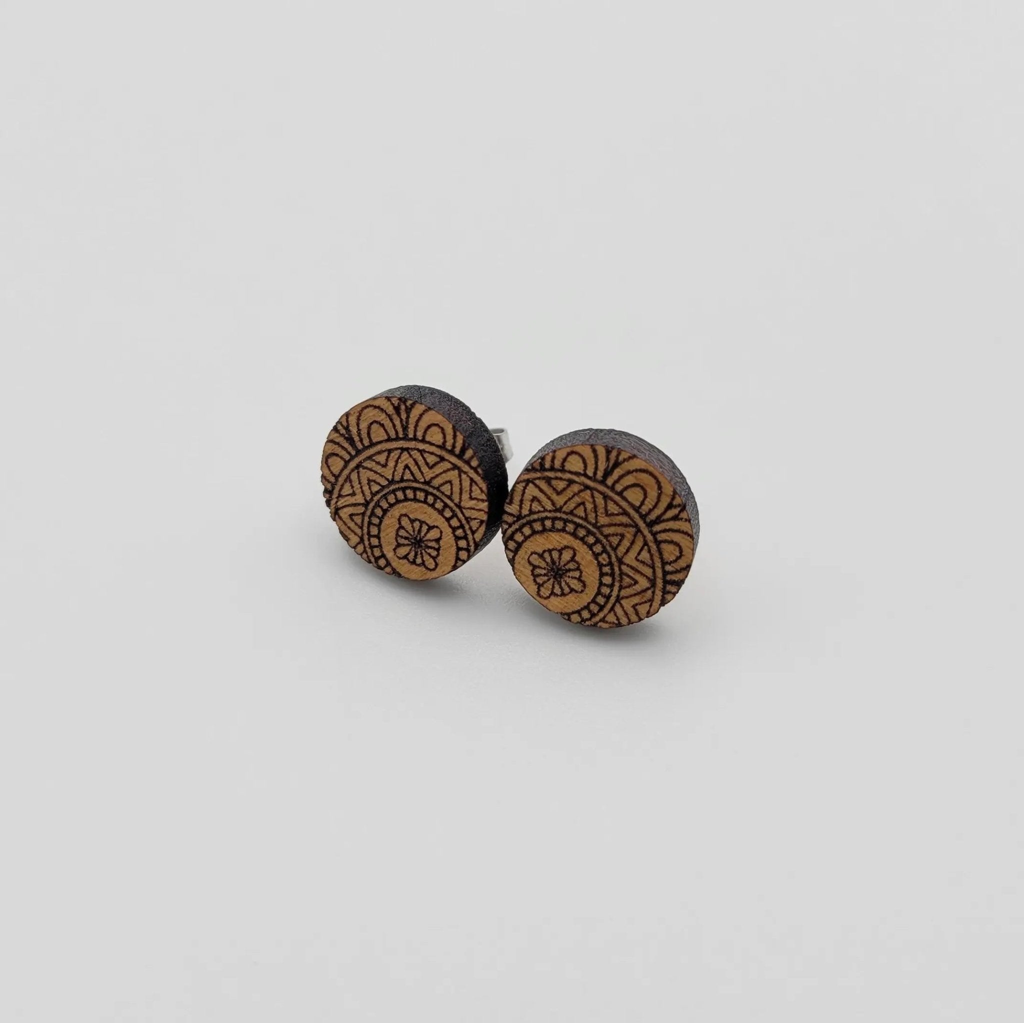 Mandala Wood Stud Earrings - 4 Arrows Creations