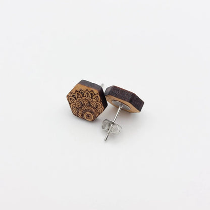 Mandala Wood Stud Earrings - 4 Arrows Creations