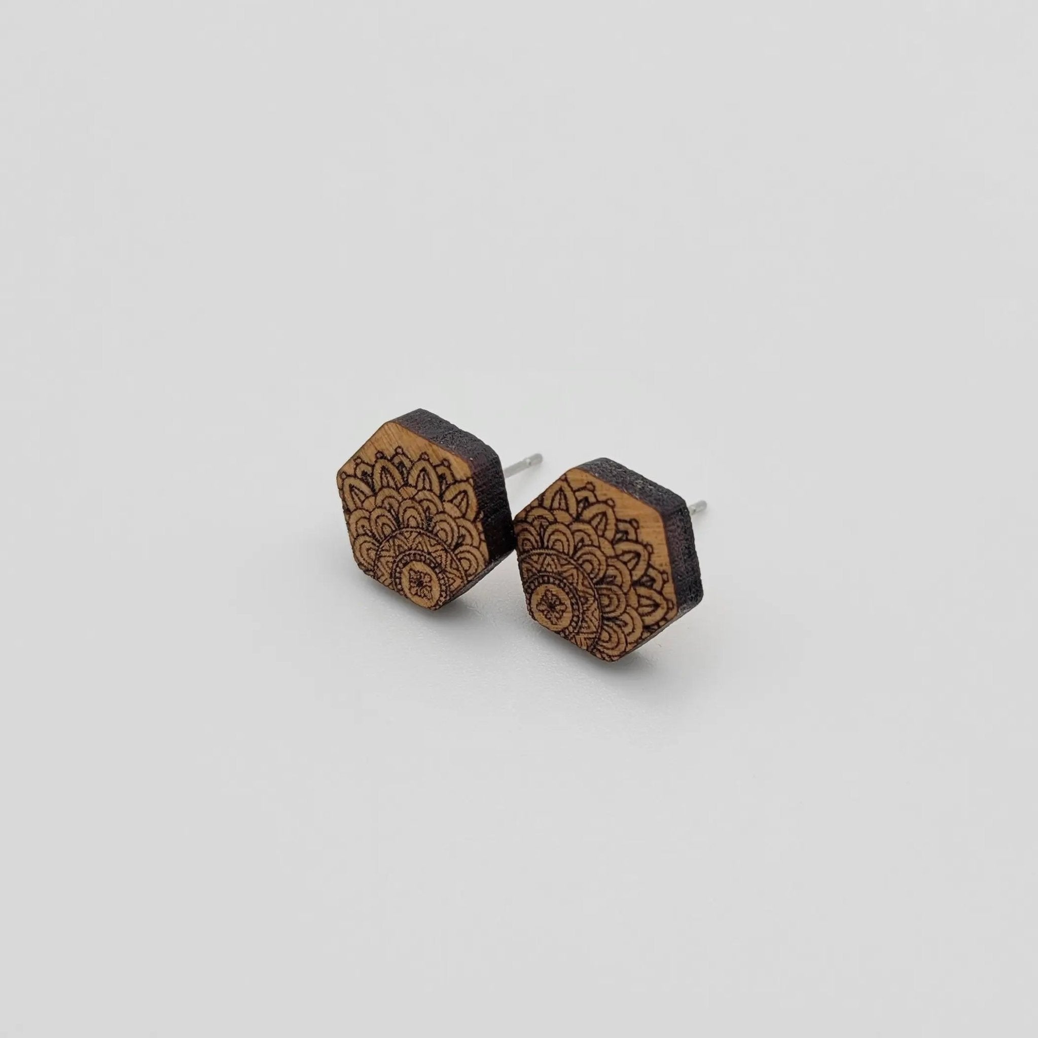 Mandala Wood Stud Earrings - 4 Arrows Creations