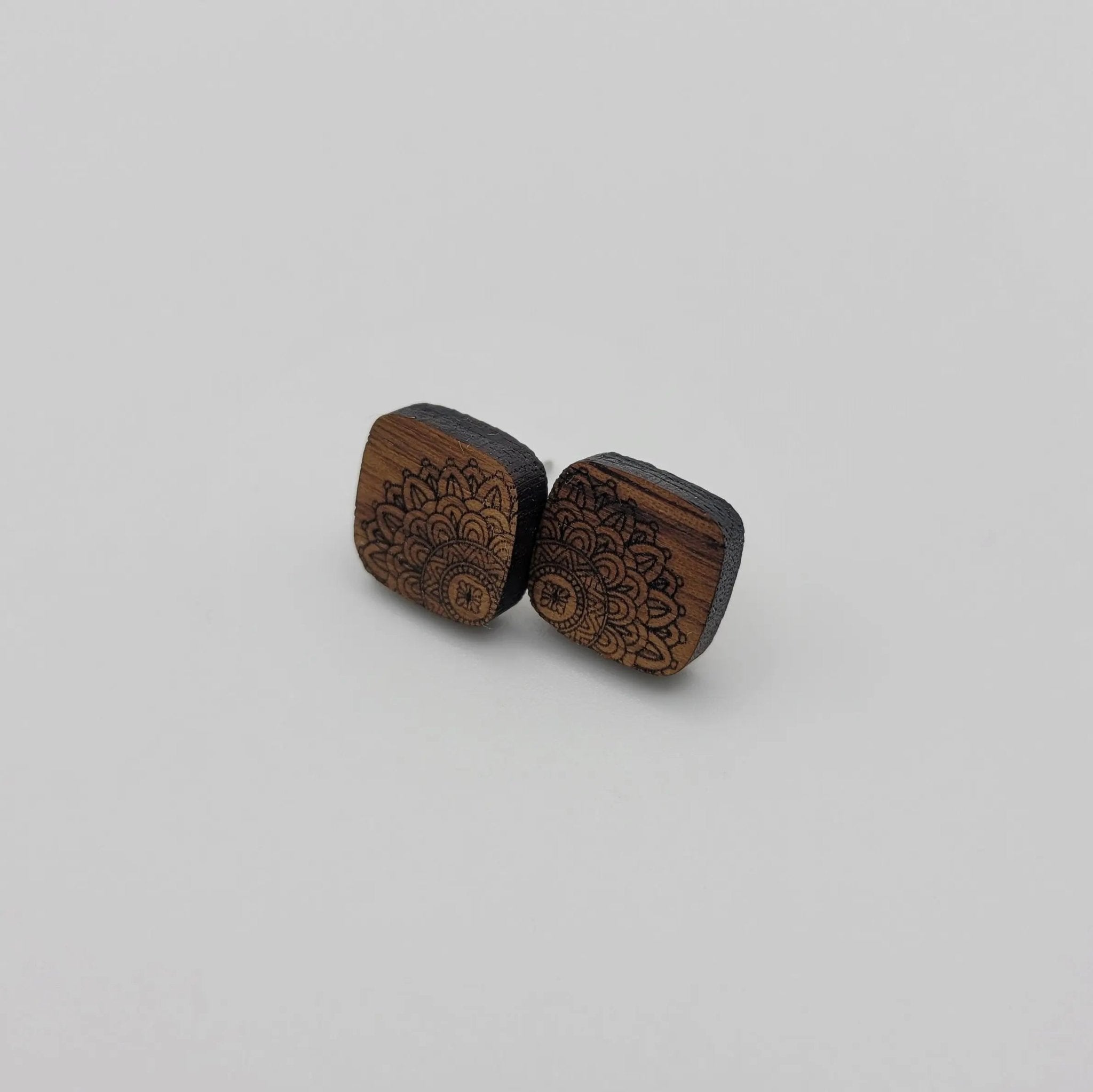 Mandala Wood Stud Earrings - 4 Arrows Creations