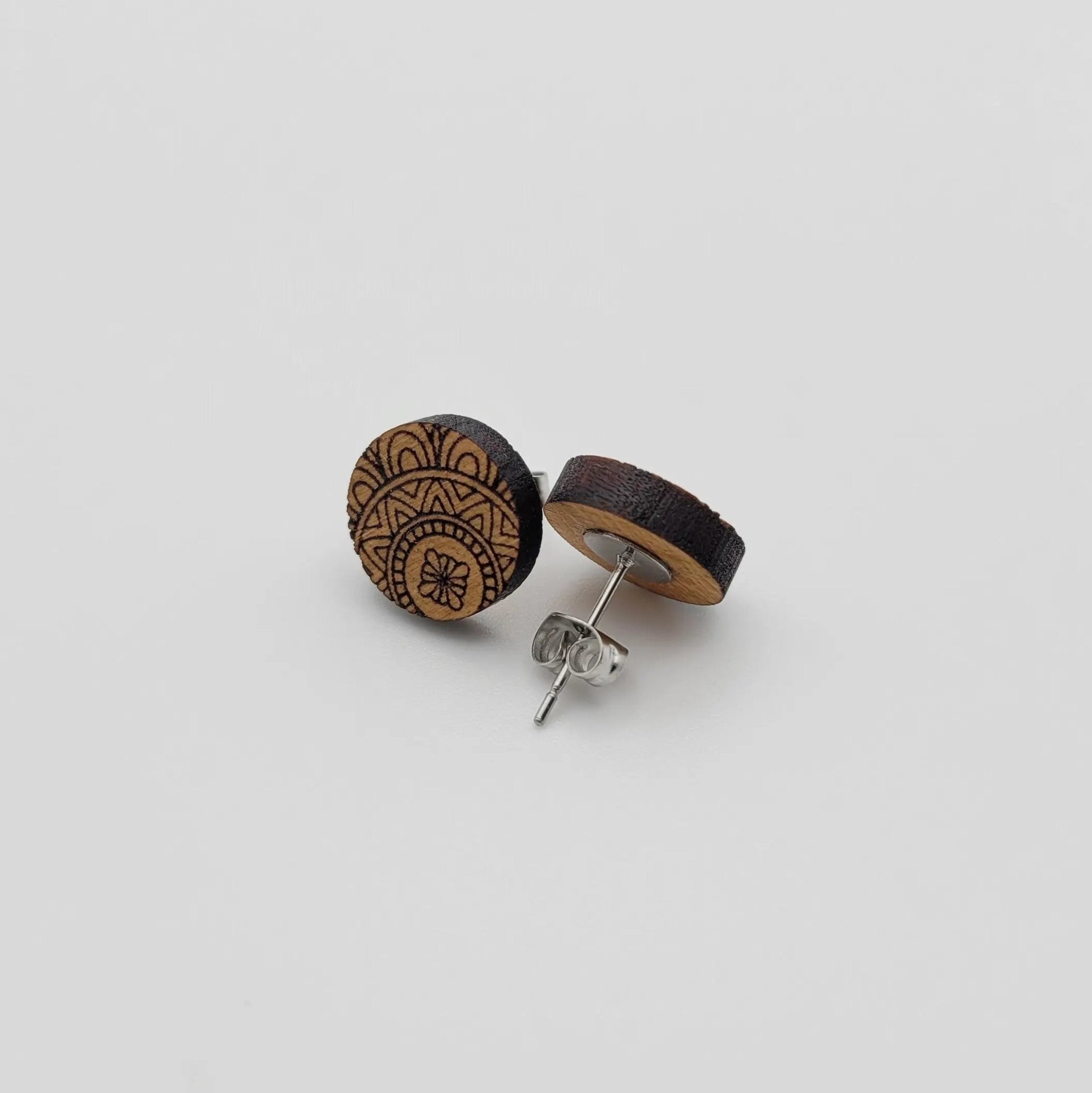 Mandala Wood Stud Earrings - 4 Arrows Creations