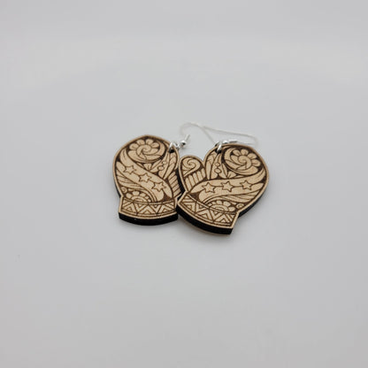 Mittens Wood Dangle Earrings - 4 Arrows Creations