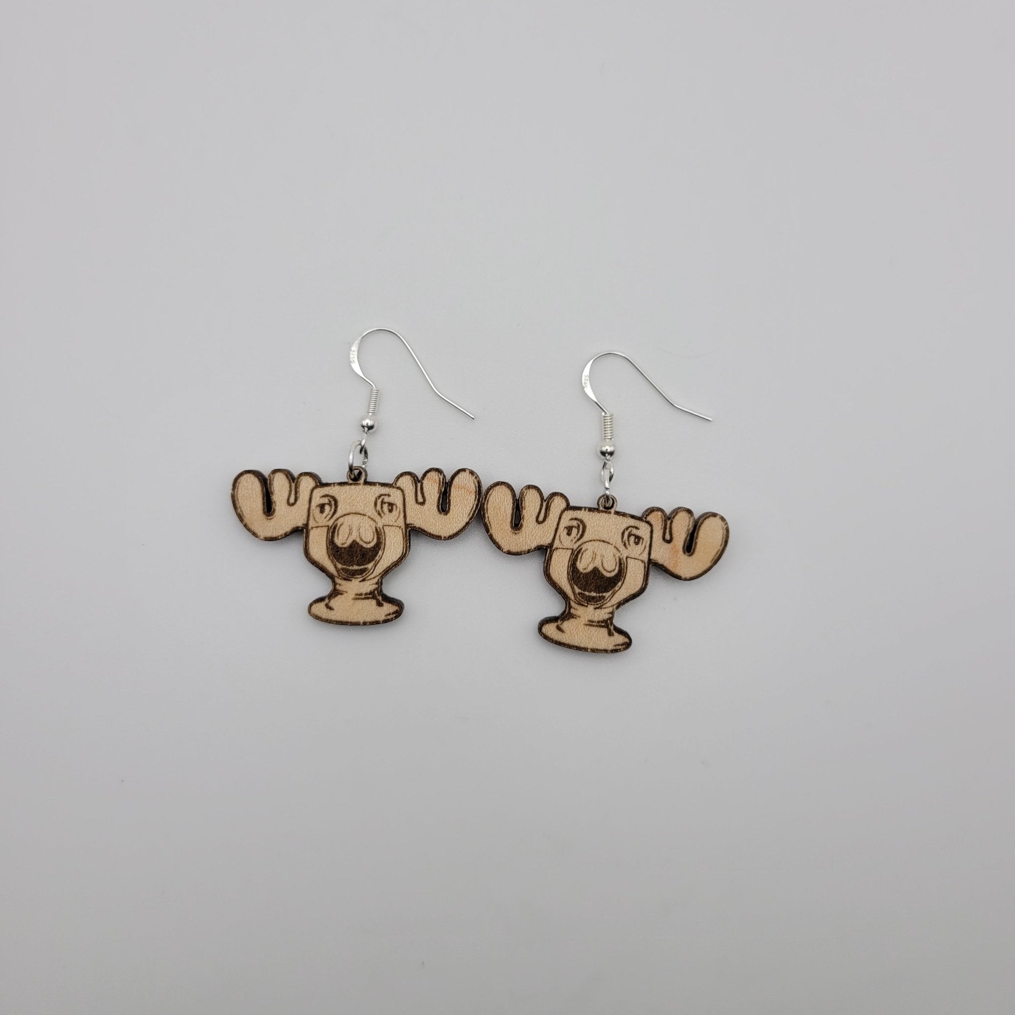 Moose Mug Wood Dangle Earrings - 4 Arrows Creations