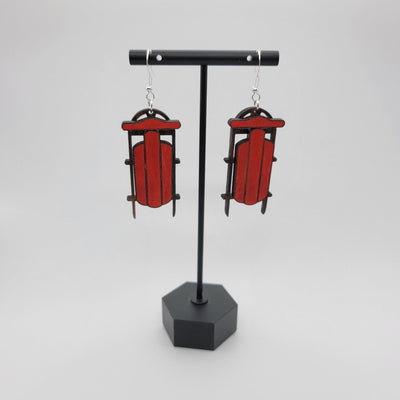 Old Fashioned Sled Wood Dangle Earrings - 4 Arrows Creations