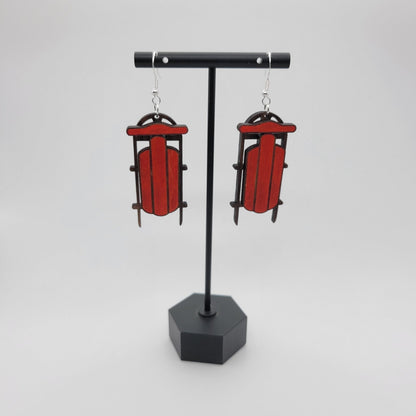 Old Fashioned Sled Wood Dangle Earrings - 4 Arrows Creations