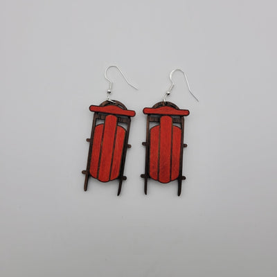 Old Fashioned Sled Wood Dangle Earrings - 4 Arrows Creations