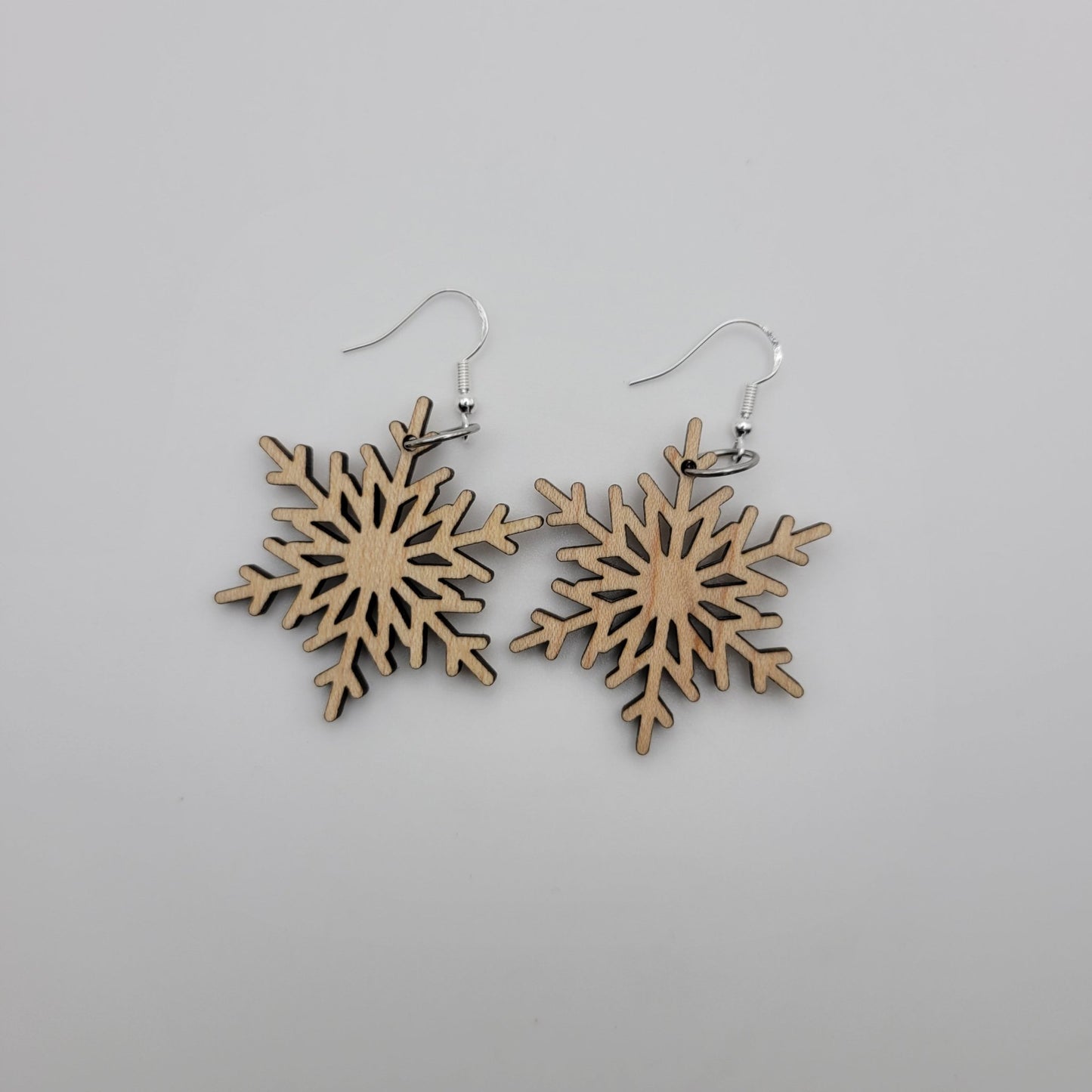 Snowflake Wood Dangle Earrings - 4 Arrows Creations