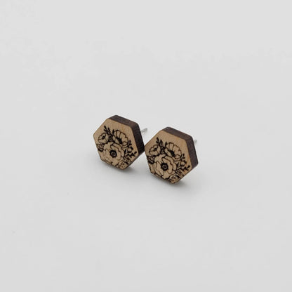 The Meadows Wood Stud Earrings - 4 Arrows Creations