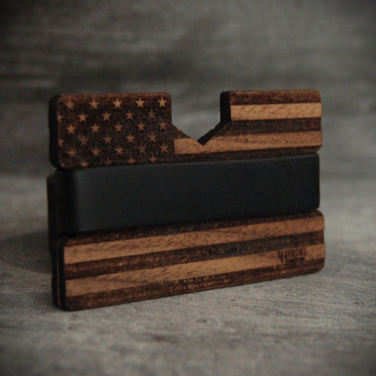 🦅The Patriot – American Flag Engraved Wooden Wallet - 4 Arrows Creations
