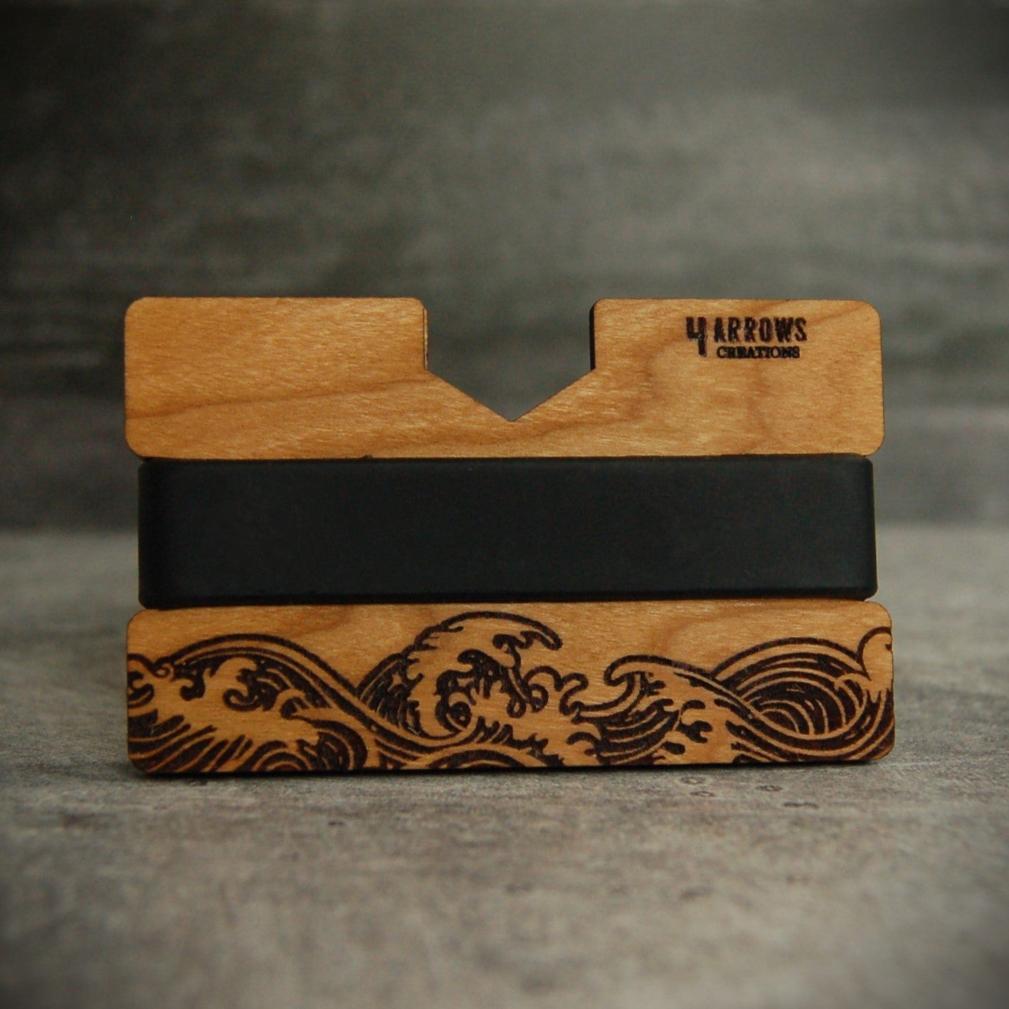 The Wave Wood Wallet - 4 Arrows Creations