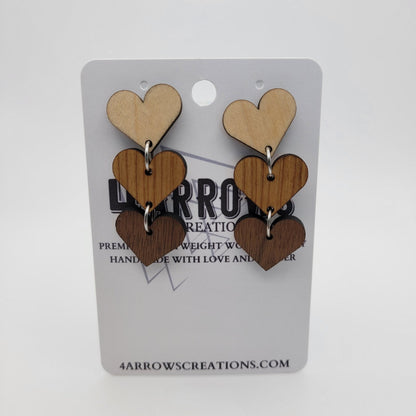 Triple Heart Earrings - 4 Arrows Creations