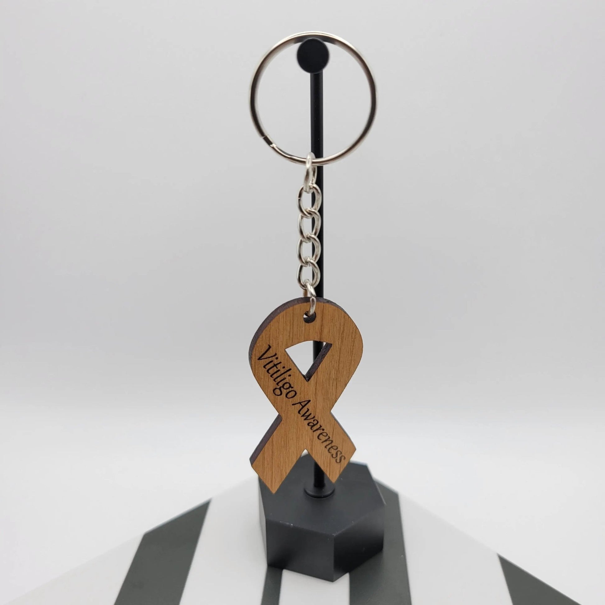 Vitiligo Awareness Ribbon Keychain - 4 Arrows Creations