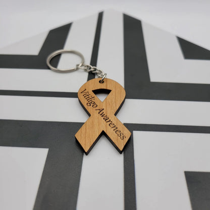 Vitiligo Awareness Ribbon Keychain - 4 Arrows Creations