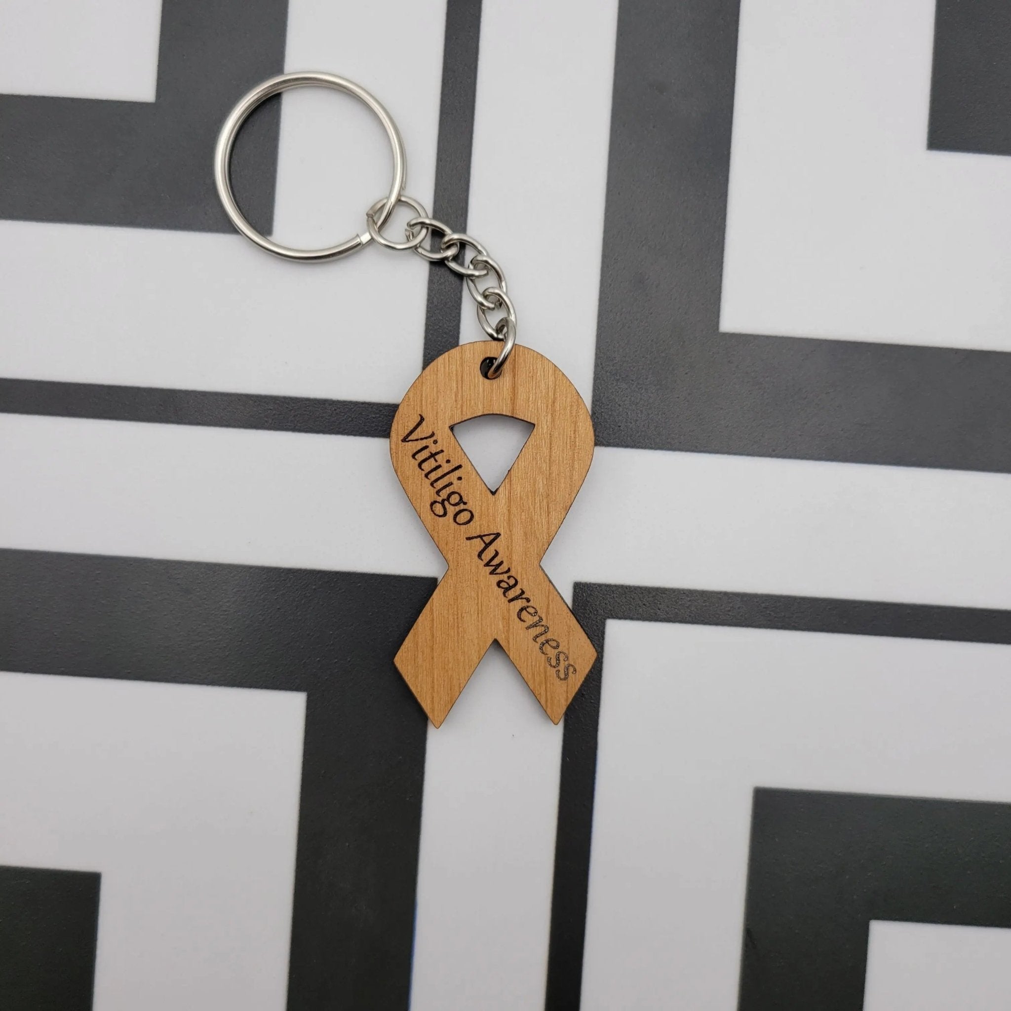 Vitiligo Awareness Ribbon Keychain - 4 Arrows Creations