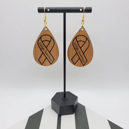 Vitiligo Awareness Ribbon Teardrop Earrings - 4 Arrows Creations