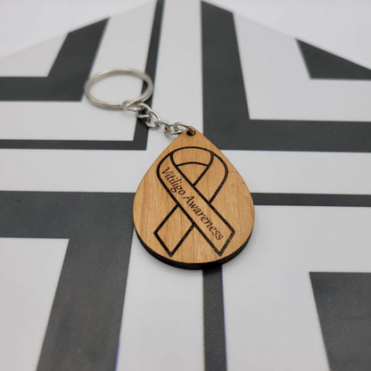 Vitiligo Awareness Ribbon Teardrop Keychain - 4 Arrows Creations